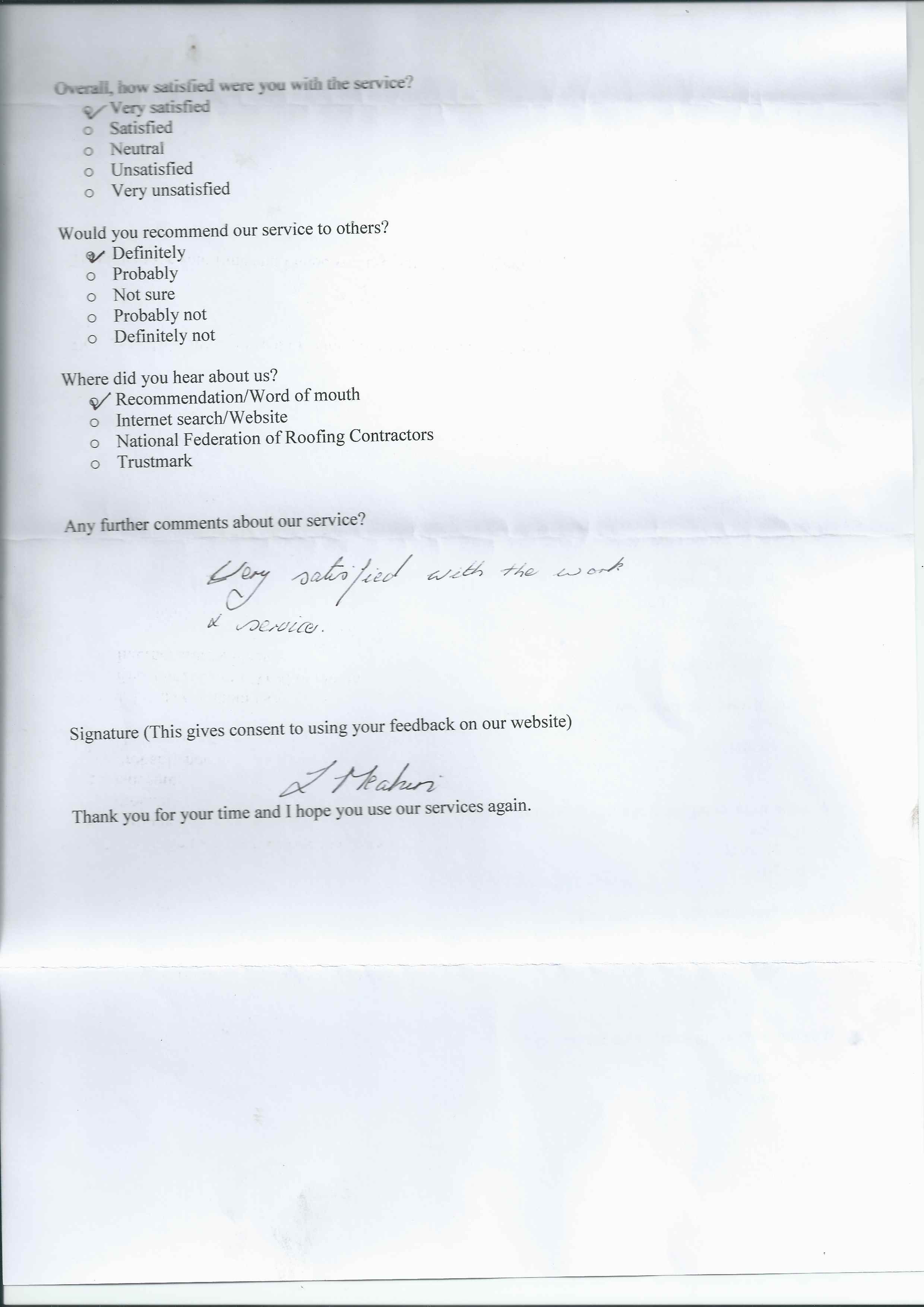 testimonial, Re-Roofing, Lead Work, Chimney Stacks, Plastics, Repairs and Maintenance, Stockport, Cheshire, High Peak, G Timlin Roofing